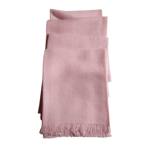 Pink Cloth Napkins Set Of 4 Fringed Edge 13x13 Inches Cotton Blend Pastel Decor - Picture 2 of 4